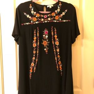 Black Floral Embroidered Dress